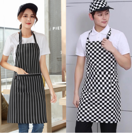 Adjustable Chef Apron Hotel Restaurant Kitchen Chef Overalls Apron Coffee Shop Long Halter Anti-fouling Apron With 2 Pockets 1Pcs