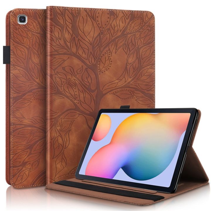 Tablet Cover For Funda Samsung Galaxy Tab S6 Lite Case SM P610 P615 Emboss Tree Flip Wallet Cover For Galaxy Tab S6 Lite Case