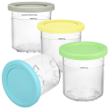 4 Piece Ice Cream Pint Container with Lid Replacement Parts PP for Ninja Creami, Compatible with NC301 NC300 NC299AMZ Ice Cream Maker. 