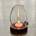 Windproof Glass Candlesticks with Cup Cover Transparent Round Candle Holders Home Decor European Style Table Decoration Ornaments Home. 