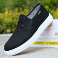 New Spring and Summer Tendon Bottom Old Beijing Cloth Shoes Men's Non-Slip Lazy Shoes Stylish Sneaker Breathable One Pedal Canvas Shoes. 