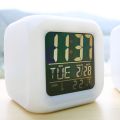 Rectangular LED Color Changing Digital Alarm Calendar Temperature Clock. 