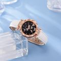 6pcs Luxury Watch Women Ring Necklace Earrings Bracelet Set Watches Butterfly Leather Strap No Box. 