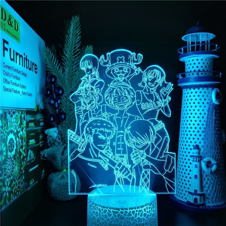 ZGSBT Lampada Illusione 3D Luce Notturna a LED One Piece Rufy e Zoro per bambini Arredamento camera da letto Anime giapponese One Piece Monkey D Rufy Roronoa Zoro Lamp