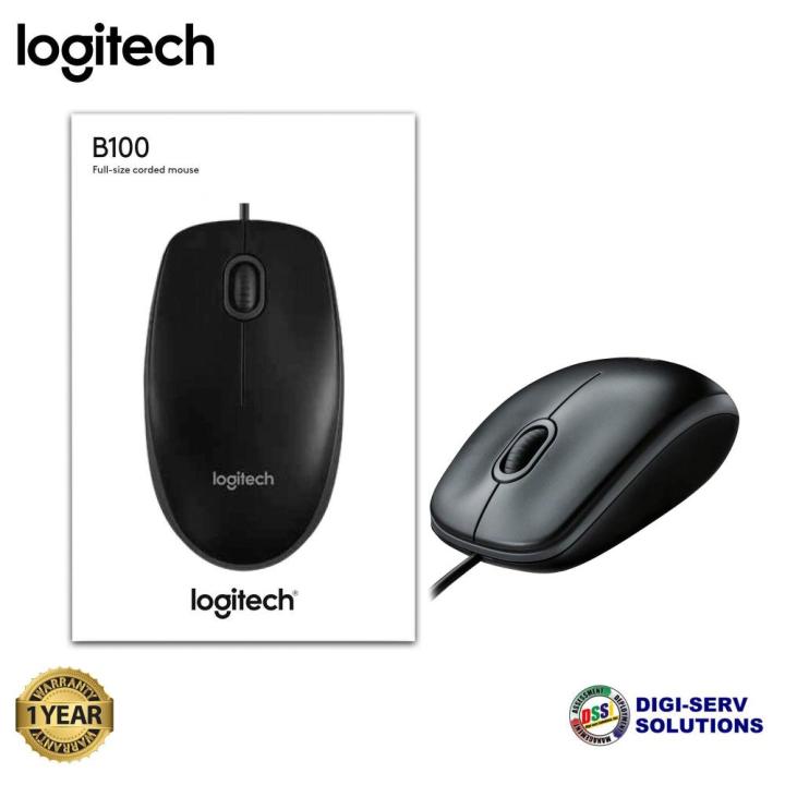 Logitech B100 USB Optical Mouse (Black)