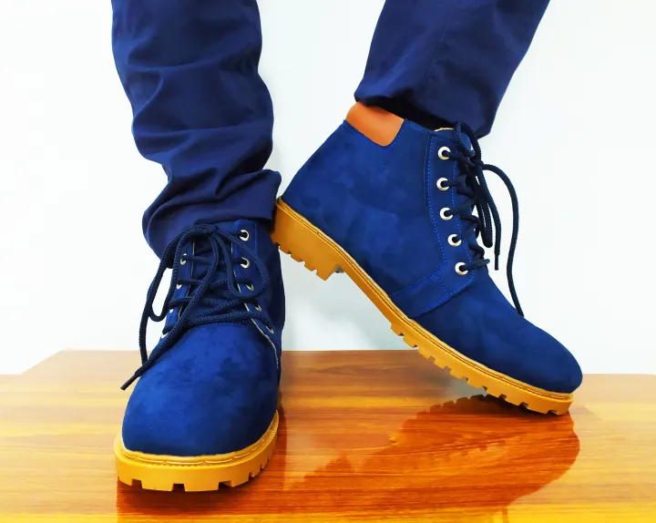 Ankle Boots Style Men’s & Women’s Travel Safety Fashion Casual Blue Color Lace Shoes
