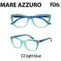 MengshanHigh Quality Reading Glasses Women Matte Material Leesbril Retro Cat Eyes Lesebrille Magnifying Glass Diopter +150 +250 to +600 MARE AZZURO. 