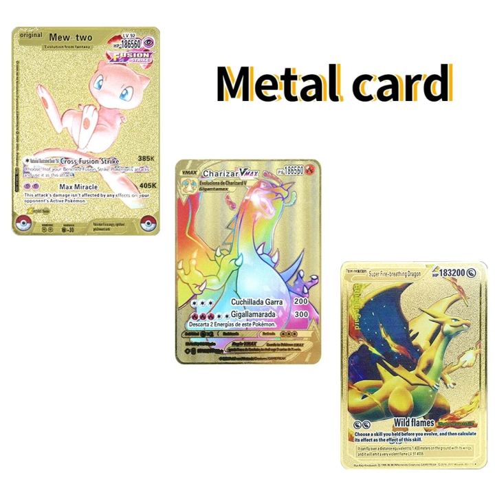 pokemon cards golden Pokemon Vmax Mega GX Game Collection Cards 183200  Points High Hp Gold Black English French Metal Cards Pikachu Mewtwo  CharizardParty Games Crafts | Daraz.lk
