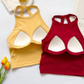 Original Girls slim solid color clothing street vest strap padded strap back sleeveless skinny all with halterneck vest bra crop top. 