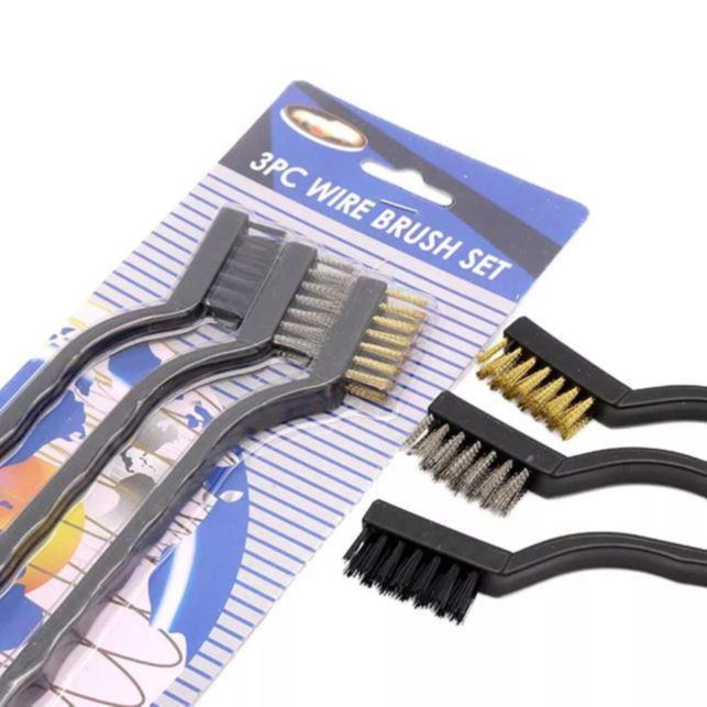 Best Set Of 3 Pc Wire Brush Stainless Steel, Brass, Nylon, Mini Wire Brush Set Rust Remove Cleaner Cleaning Tool Kit For Car Kitchen Gas Stove Rust Remover I433567803