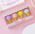 4pcs Creative Colorful Mini Ice Cream Cone Fudge Pop Frozen Treat Erasers for Student Children Party Favors School Toys Supplies. 