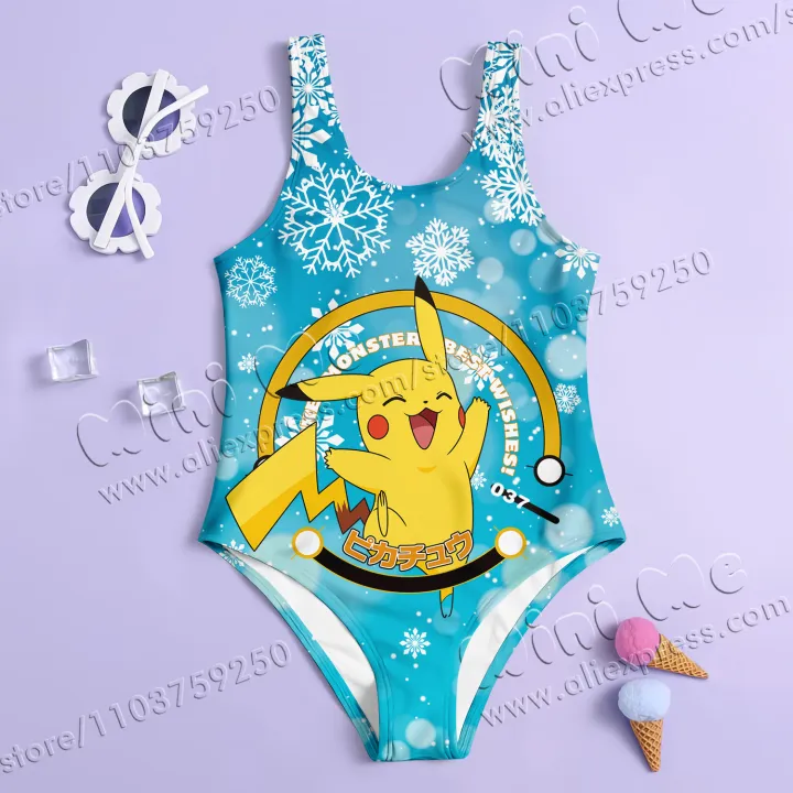 MINISO%20Girl%20Summer%20One-Piece%20Swimsuit%20Fashion%20Cartoon%20Cute%20Pokemon%20Pikachu%20Series%20Print%20Women%20Swimwear%20Sleeveless%20Swim%20Clothing%20-%20Image%203