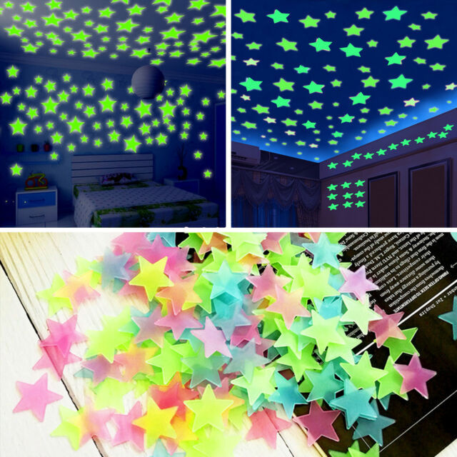 Stickers Luminous Glow Star Star Stickers High Quality Radium Stars Living Room Decoration Bed Room Kids Toy Colorful Stars Game Wall Stickers Plastic Stars 30-35 Pieces