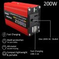 200W Car Power Inverter Dc 12V To Ac 220V Converter Dual Usb Charger Adapter Car Power Booster - Red. 