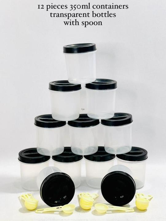 Kitchen%20Storage%20350ML%20Bottles%2012%20pcs%20with%20Spoon%20/%20Clear%20Plastic%20Lids%20/%20Colurfull%20Kitchen%20-%20Image%208