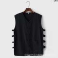 Tang Suit Style Linen Vest Coat Sleeveless Men's Chinese Style Small Old Man Shirt Undershirt Ma Lao Beijing Summer Sleeveless Gown [. 