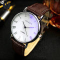 Prism Men Roman Numerals Blu-Ray Faux Leather Band Quartz Analog Business Wrist Watch. 