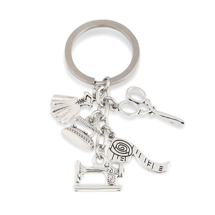Jewelry%20ladies%20dress%20tape%20measure%20iron%20key%20ring%20key%20chain%20sewing%20machine%20new%20tailor%20scissors%20key%20chain%20gift%20DIY%20handmade%20-%20Image%204