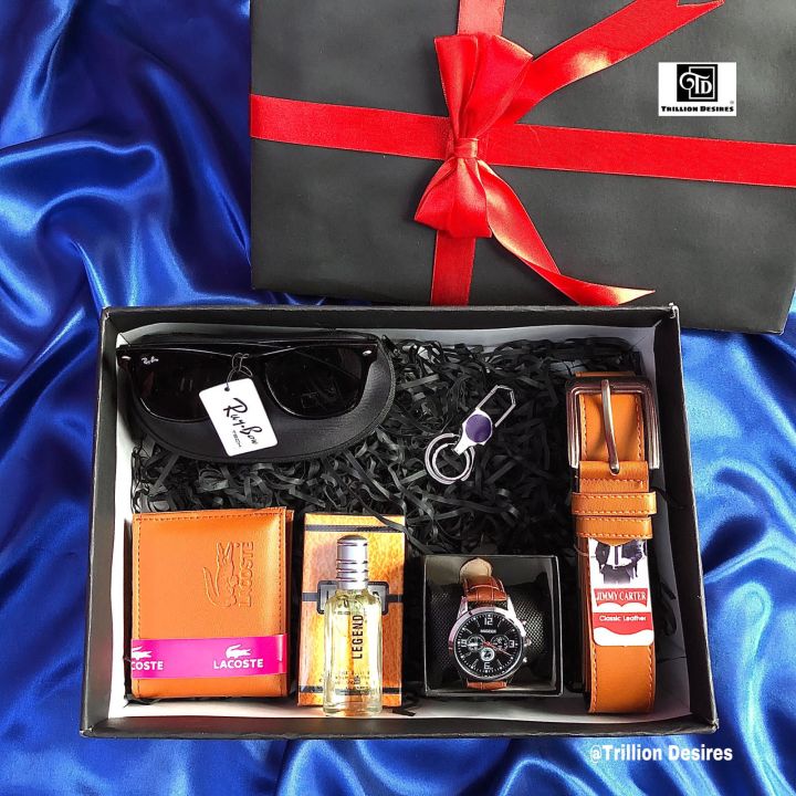 Men's Gift Set Quartz Watch Wallet Belt SunGlasses Perfume