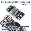 Mini DC-DC Boost Step Up 12V Converter 3.7V 5V 9V to 12V Voltage Regulator PCB Board Module can set 5V/ 8V/ 9V/ 12V. 