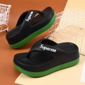 【FOOT SOFA】Fashion Women Flip Flops High Heels Summer Soft Bottom Casual Thick Bottom Clip Flip Flops Soft Bottom Non-slip Beach Sandals. 