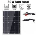 18V & 5V 30W single crystal flexible solar panel with single USB and DC in-line. 