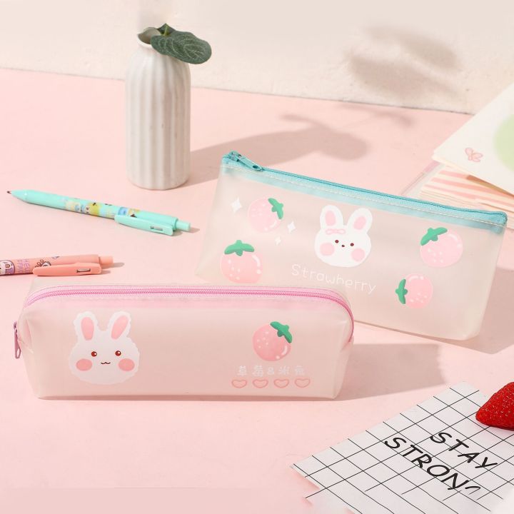 Transparent Frosted Pencil Case Junior High School Boys and Girls Creative Stationery Box Cute Simple Large Capacity Pupils' Stationery Bag