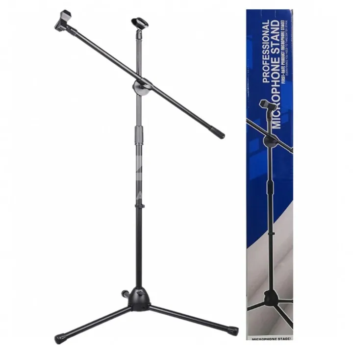 Microphone%20Stand%20%20Basic%20Adjustable,%20Boom%20Height%20with%20Tripod%20Base,%20Up%20to%2085.75%20Inches%20-%20Black%20-%20Image%204