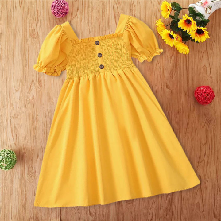 Kid%20Girl%20Smocked%20Yellow%20Short-sleeve%20Dress%20-%20Image%203