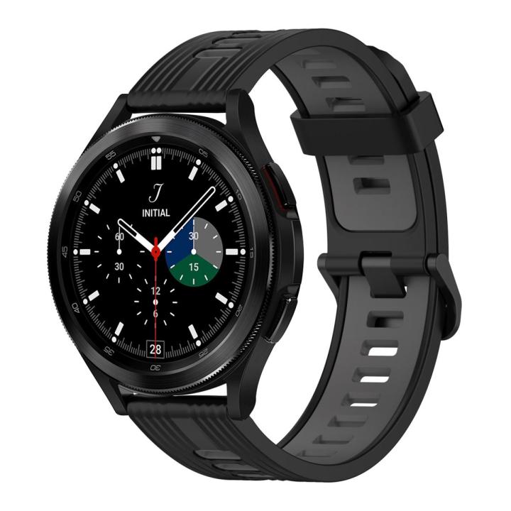 For Samsung Galaxy Watch 4 Classic 46mm 20mm Vertical Pattern Two-Color Silicone Watch Band