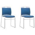 PREMIUM STACKABLE BLUE ARMLESS CHAIR - Conference Visitor Training Room Reception Office Breathable Desk Chair with Lumbar Support Ergonomic. 