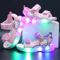 【hot】 2024 Summer New Baby Girls Led Light Sandals Cute Hello Kitty Children's Casual Shoes Anti-Slip Kids Beach Shoes Outdoor Shoes. 