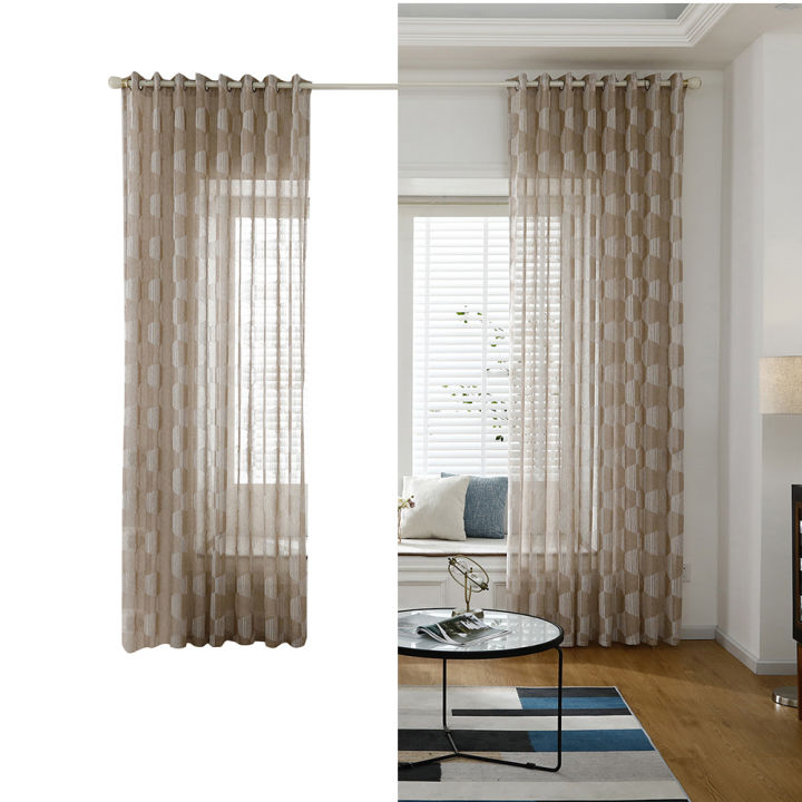 Sheer Voile Window Curtain with Ring Rod for Kitchen, Bedroom and Living Room (1 Panel,55'' W×102'' L)