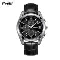 Original POSHI Luxury Brand Men's Watches Fashion Chronograph Auto Calendar Waterproof Quartz Watches For Men Casual Leather Strap Sports Luminous Clock Jam Tangan Lelaki. 