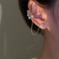 Shiny Crystal Butterfly Ear Cuff Clip Earrings For Women Fashion Tassel Chain Flower Stud Earrings Wedding Jewelry. 