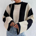 Yfashion Women's Striped Color Block Long Sleeve Sweater Oversized Outfits Knit Pullover Tunic Tops. 