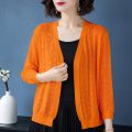 New Summer Ice Silk Sweater Women's Cardigan Outer Wear2023Loose Shawl Coat Thin Office Cardigan Sun Protection Clothing. 