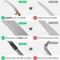 Double Side Pruning Saw Curved Blade Hand Saw | Professional Pruning Saw with Hook Rust Resistance Sharp Teeth Blades |With Rubber Grip Handle. 