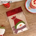 Soft Fabric Gift Bag Christmas Gift Bag Festive Drawstring Candy Wrapping Bags with Snowman/elk/santa Claus Pattern High-quality Fabric Perfect Christmas Pendant Firm Embroidery Gift Bag. 