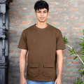 D-Blaq Men's Black Oversized Pocket T-Shirt in Brown. 