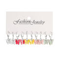 5 Pairs Dangle Earrings National Beauty Colorful Butterfly Earrings for Girls Creative Stylish Accessories Earrings Set. 