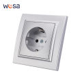 Silvery Classic 250V Plugs Socket Electrical Outlets Wall Embedded AC With Ground EU Standard Power Sockets Retardant 250V. 
