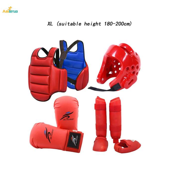 4%20Pieces%20Karate%20Sparring%20Gear%20Thickened%20Boxing%20Gloves%20Vest%20XL%20Red%20-%20Image%207