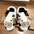 【ALLGOOD】Cyprus Winter Cartoon Couple Slippers Home Fur Slippers Women Warm Cotton Slippers Cute Cow Indoor Thickening. 