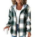 DESCENTE Women Plaid Jacket Stylish Plaid Print Hoodie Coat for Women Warm Cozy Winter Cardigan for Daily Wear Fashion Trend Plaid Hooded Women Coat. 