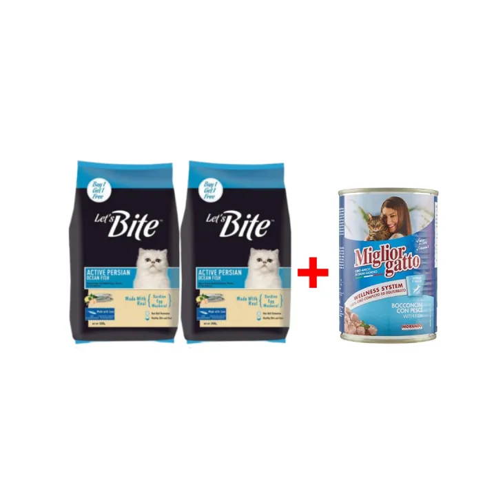 Miglior Gatto Wet Food (With Fish) Can 405g & Let's Bite Persian Cat Food 1kg ( PACK )