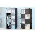 Cloth Racks Wardrobe Eight Door Wardrobe 8 Door Wardrobe Portable Plastic Wardrobe New Clothing Storage Cabinet Dustproof Closet Organizer - Black & White. 