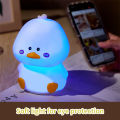Rechargeable LED Night Light Cartoon Cute Duck Patting Silicone Lamp Bedroom Decor Sleeping Mood Light Children Gift Nightlight. 