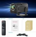 New HY320 Mini Portable Auto Keystone Projector, Native1080P 4K FHD, Support 10,000 Lumens with WiFi 6, BT 5.0, 180 Degree Rotation, Built-in Android 11.0 - Black. 