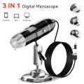 1600X 3in 1 Digital Microscope Camera with Stand Portable Electronic Microscope For Soldering LED Magnifier Type-C USB Android. 